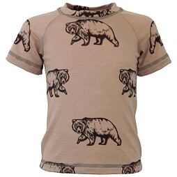 Dětské rostoucí merino tričko Crawler krátký rukáv tenké Medvěd