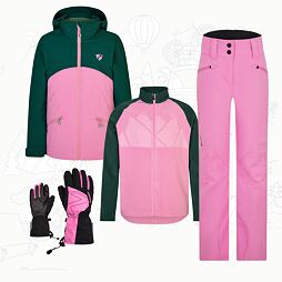 Dětský zimní outfit pro lyžařky fuchsia pink