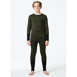 Juniorské termoprádlo Helly Hansen JR LIFA® Merino Midweight set - utility green