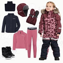 Dětský zimní outfit Didriksons Bjärven - anemon red