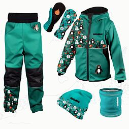 Dětský softshellový outfit tyrkysový - Medvědi