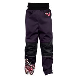 Dětské softshellové kalhoty Wamu s fleecem Sova - fialové