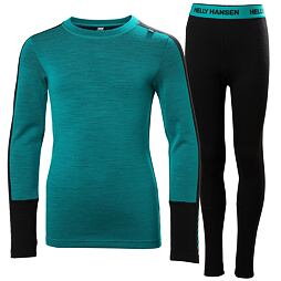 Juniorské termoprádlo Helly Hansen JR LIFA® Merino Midweight set - green