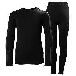 Juniorské termoprádlo Helly Hansen JR LIFA® Merino Midweight set - black