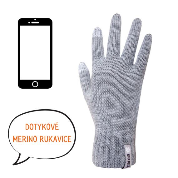 Pletené merino rukavice Kama R301 šedá