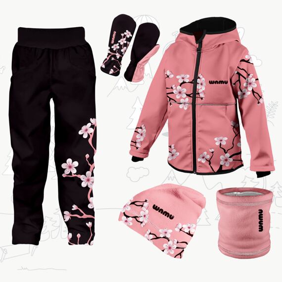 Dětský softshellový outfit růžový/fialový - Sakury
