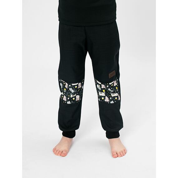 Dětské softshellové kalhoty Drexiss s fleecem black grey cats