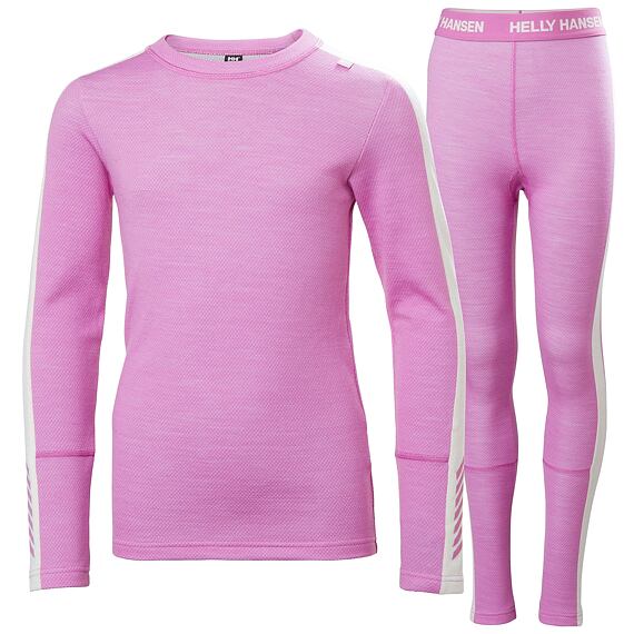 Juniorské termoprádlo Helly Hansen JR LIFA® Merino Midweight set - meta pink