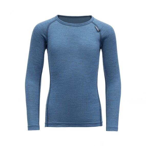 Dětské funkční tričko s merinem Devold Breeze blue melange s dlouhým rukávem tenké