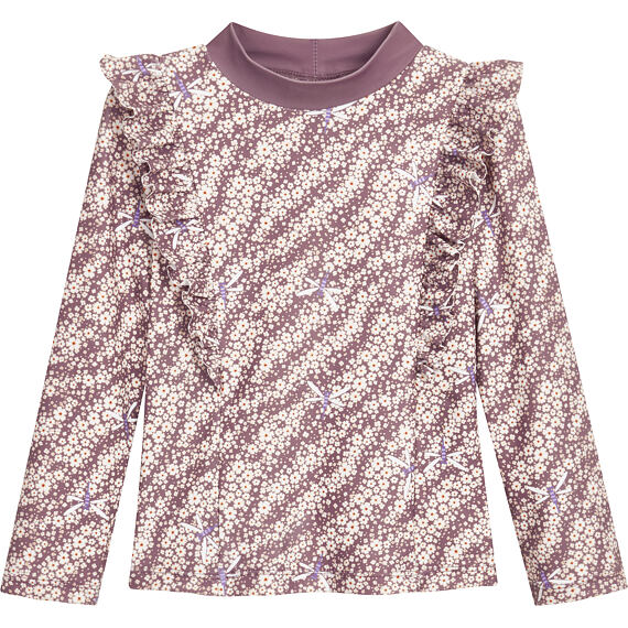 Dětské UV tričko Playshoes Flowers violet - dlouhý rukáv