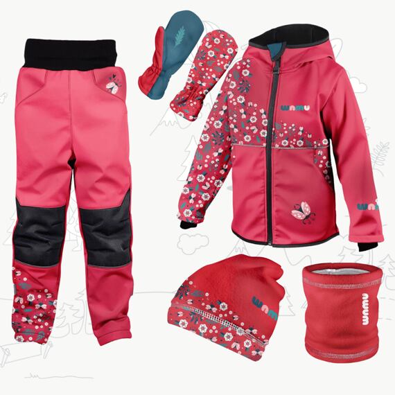 Dětský softshellový outfit červený - Beruška