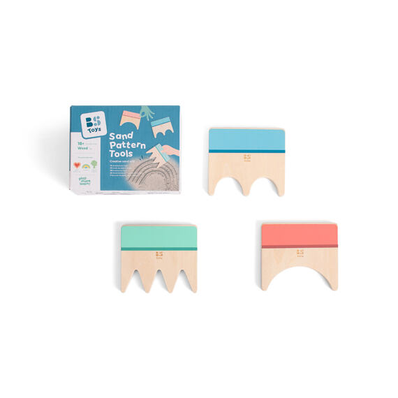 Dřevěné nástroje na písek - tvořte vzory - 3 ks BS Toys Sand Pattern Tools