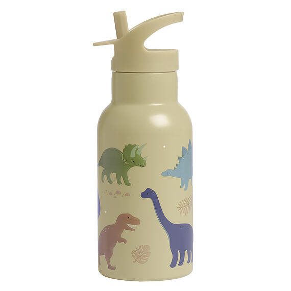 Dětská nerezová termo lahev A Little Lovely Company s brčkem 350 ml dinosauři