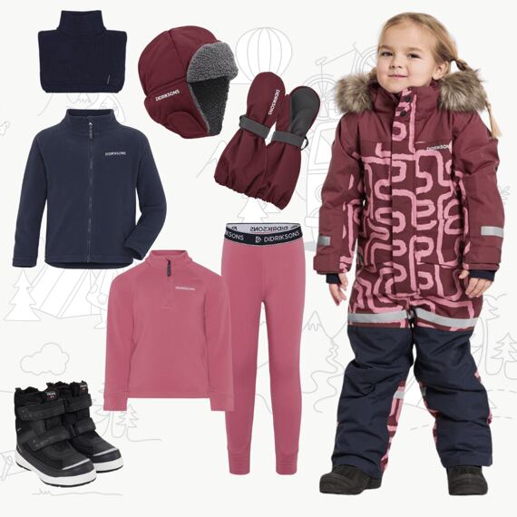 Dětský zimní outfit Didriksons Bjärven - anemon red