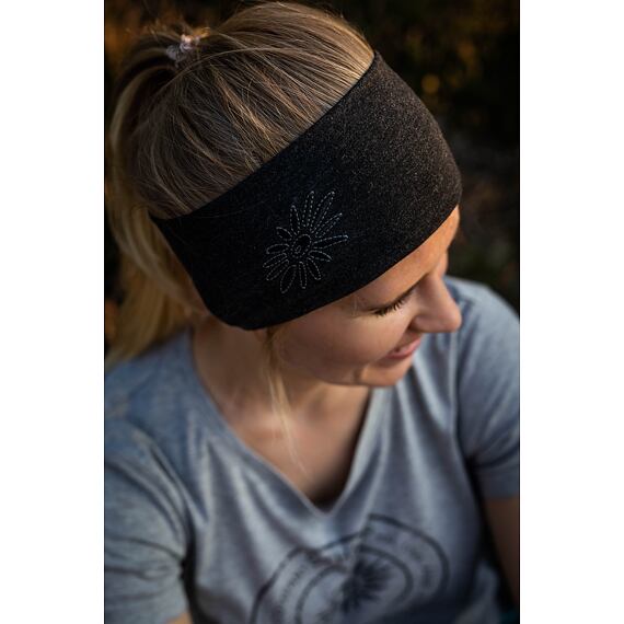 Široká čelenka SKHOOP Jersey Headband black melange