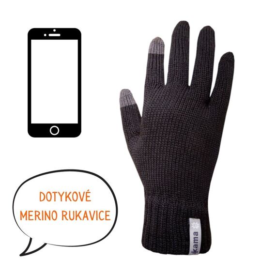 Pletené merino rukavice Kama R301 černá