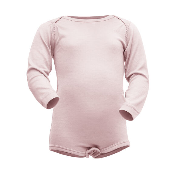 Dětské funkční body s merinem Devold Breeze chalk pink tenké