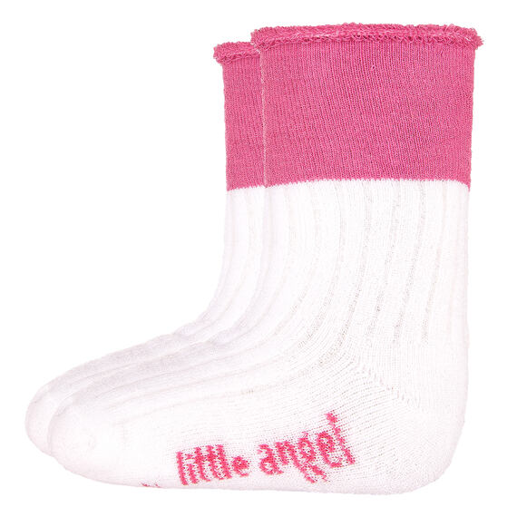 Dětské froté ponožky Little Angel Outlast® - bílá/růžová