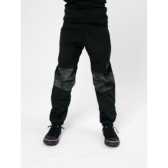 Dětské softshellové kalhoty Drexiss s fleecem black-army