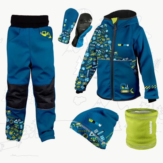 Dětský softshellový outfit modrý - Bagr