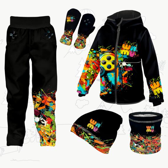 Dětský softshellový outfit černý- Game on