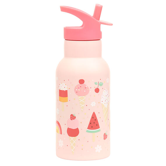 Dětská nerezová termo lahev A Little Lovely Company s brčkem 350 ml zmrzlina