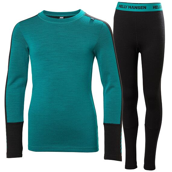 Juniorské termoprádlo Helly Hansen JR LIFA® Merino Midweight set - green