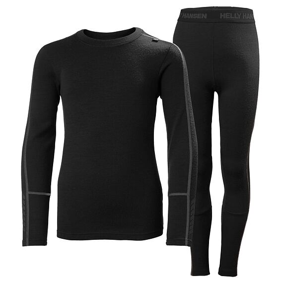 Juniorské termoprádlo Helly Hansen JR LIFA® Merino Midweight set - black