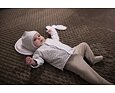 Dětská čepice Little Angel Outlast® podšitá zavazovací Hnědé květy - bílá./bílá